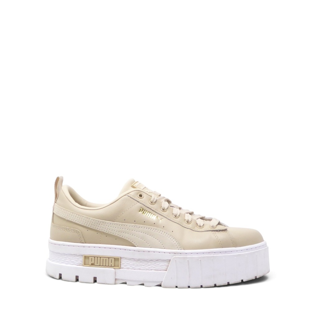 Puma Women Mayze Leather Sneaker Putty Sand White 381983-36 Size 9
